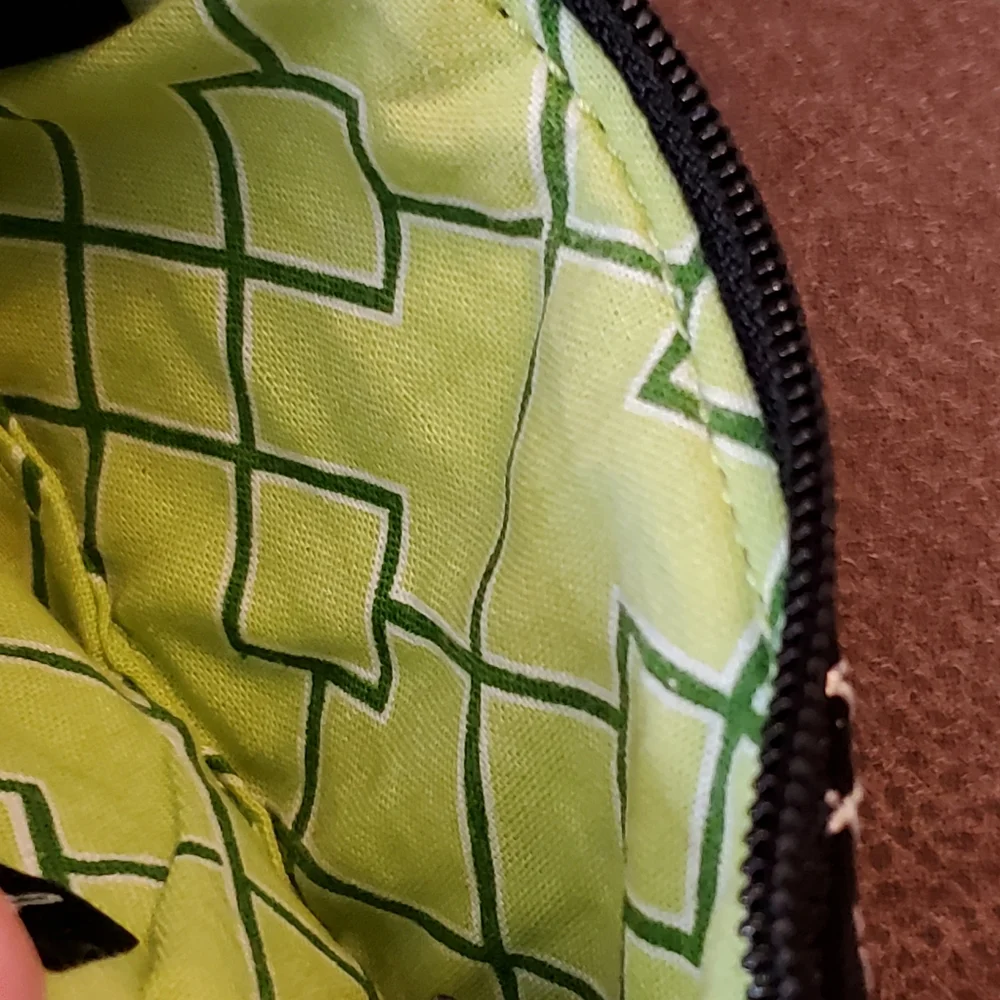 Vera Bradley patchwork coin purse with keyring black, peacock